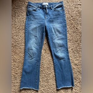 Free People Cropped Straight Jeans W30 | Raw Hem Ankle Denim